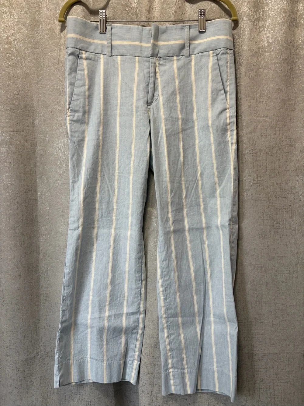 Banana Republic Linen Blend Light Blue Vertical Stripe Chinos 4